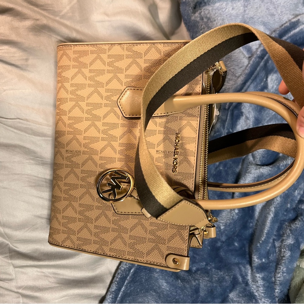 Michael Kors Beige Monogram Crossbody Bag